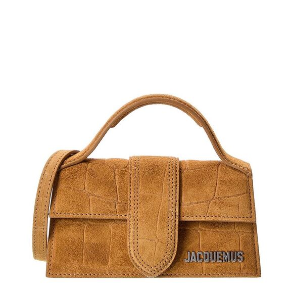 Jacquemus The Bambino Croc-Embossed Suede Shoulder Bag, Brown - Picture 1 of 5